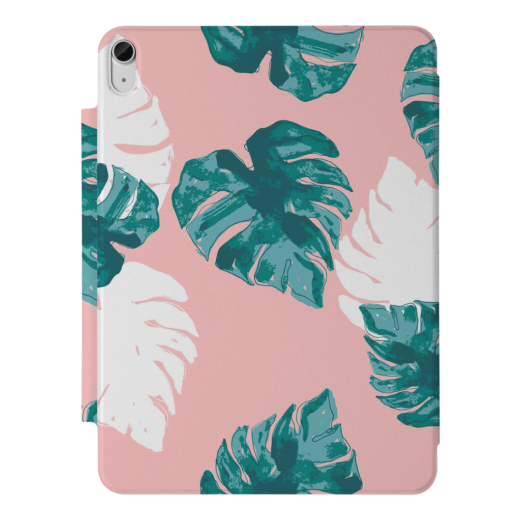 the VistaCase Personalized iPad Slim Fit Case with Pink Flower 2 design,  Crafted with a durable fabric exterior and a soft interior lining.