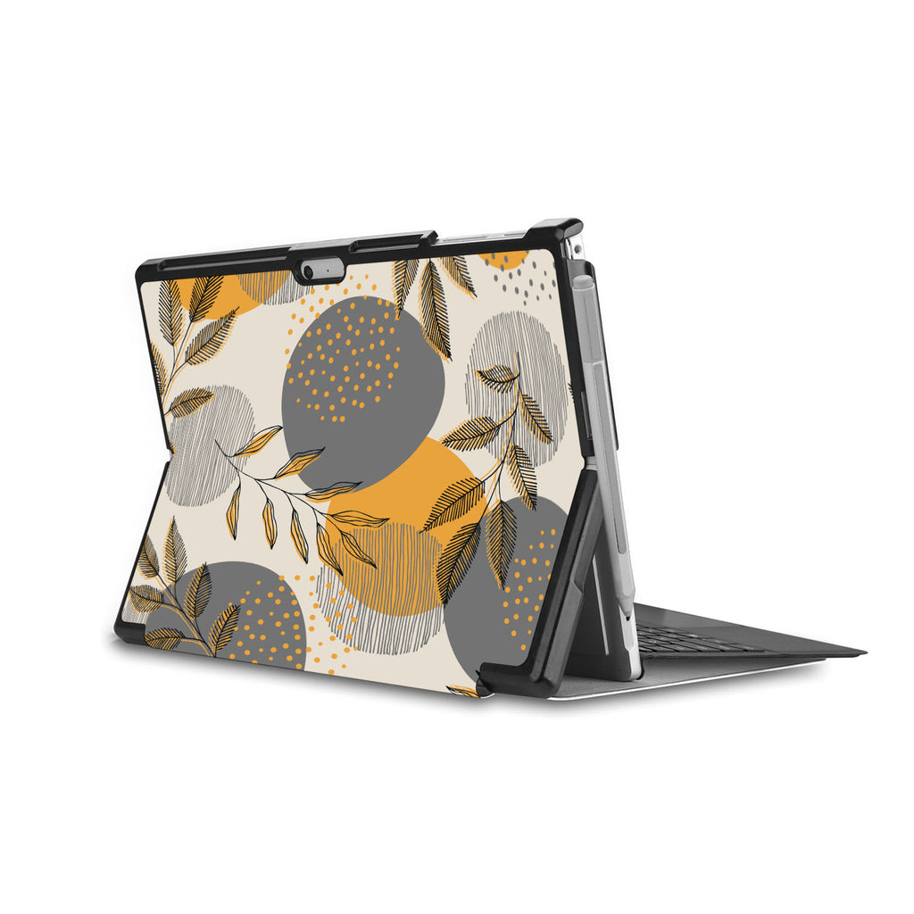 the back side of Personalized Microsoft Surface Pro and Go Case in Movie Stand View with Leaves design - swap