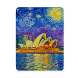 front view of personalized iPad case with pencil holder and Australia Oil Painting design