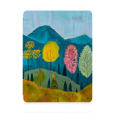 front view of personalized iPad case with pencil holder and Colorful Mountain design