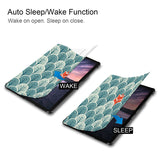 It automatically wakes your iPad when opened and sends it to sleep when closed with Fox Fun design