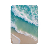 front view of personalized kindle paperwhite case with Sea Waves design